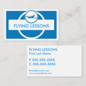 ブルーホワイト小飛行機飛んでいる名刺 名刺 (正面/裏面)