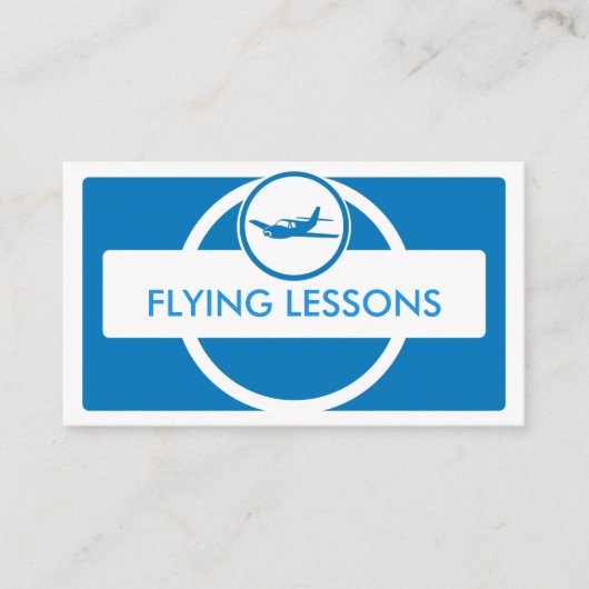 ブルーホワイト小飛行機飛んでいる名刺 名刺 (正面)