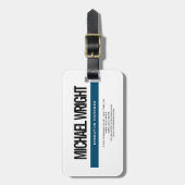 ブルーホワイト平モダン野シンプルミニマルはっきりしたリスト ラゲッジタグ (正面縦)