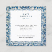 ブルーホワイト幾何学的QRコードソーシャルメディア スクエア名刺 (裏面)