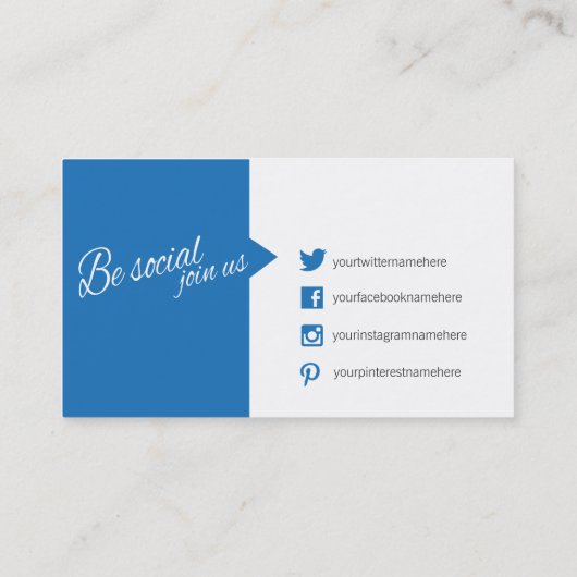 ブルーホワイト引用文ソーシャルメディアの名刺 名刺 (裏面)
