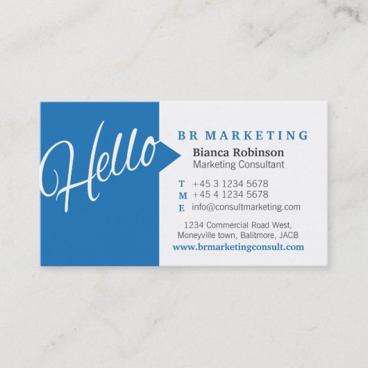 ブルーホワイト引用文ソーシャルメディアの名刺 名刺 (正面)