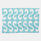 ブルーホワイト抽象芸術アート キッチンタオル (横)