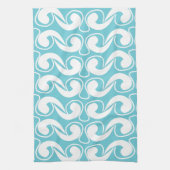 ブルーホワイト抽象芸術アート キッチンタオル (縦)