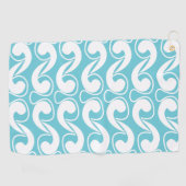 ブルーホワイト抽象芸術アート ゴルフタオル (横)