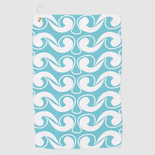 ブルーホワイト抽象芸術アート ゴルフタオル (正面)