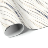 ブルーホワイト抽象芸術ストライプ誕生日 ラッピングペーパー (ロールコーナー)