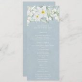 ブルーホワイト春花模様フラット4コースイースター メニュー (正面/裏面)