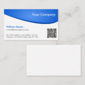 ブルーホワイト曲線QR、プロフェッショナル名刺 名刺 (正面/裏面)