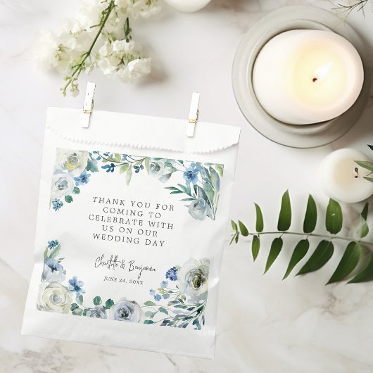 ブルーホワイト牡丹フローラカスタム春の結婚式 フェイバーバッグ