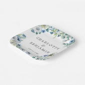 ブルーホワイト牡丹フローラカスタム春の結婚式 ペーパープレート (傾斜あり)