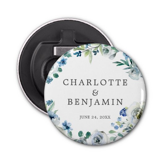 ブルーホワイト牡丹フローラカスタム春の結婚式 栓抜き (正面)