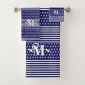 ブルーホワイト独立記念日スター&モノグラムストライプ バスタオルセット (インサイチュ)