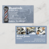 ブルーホワイト理容師ポール供給店カスタムの写真 名刺 (正面/裏面)