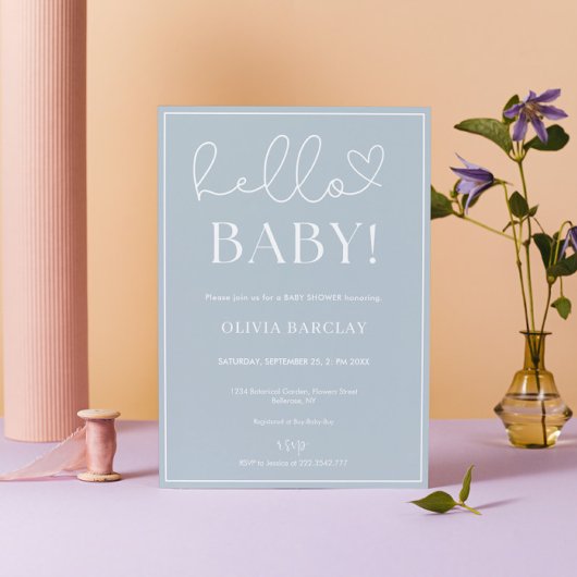 ブルーホワイト男の赤ちゃんシャワー 招待状