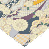 ブルーホワイト着物日本のフローラコットンダイニング ショートテーブルランナー (コーナー)