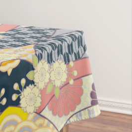 ブルーホワイト着物日本のフローラコットンダイニング テーブルクロス