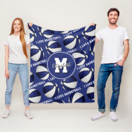 ブルーホワイト私はバスケットボールチームカラーフリースBl フリースブランケット