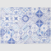 ブルーホワイト素朴ファームハウスタイルパターンデクページ 薄葉紙 (正面)