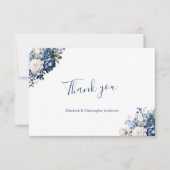 ブルーホワイト結婚フローラブライダルシャワー サンキューカード (正面)