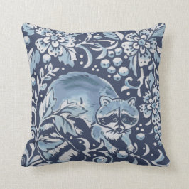 ブルーホワイト華美フォレストラクーンベリーズウッドランド クッション