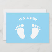 ブルーホワイト足ベビーシャワーおもしろいトレンディーIts A Boy サンキューカード (裏面)