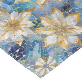 ブルーホワイト金ゴールドクリスマスポインセティアス ショートテーブルランナー (コーナー)