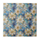 ブルーホワイト金ゴールドクリスマスポインセティアス タイル (正面)