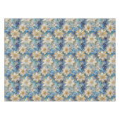 ブルーホワイト金ゴールドクリスマスポインセティアス テーブルクロス (正面(横))