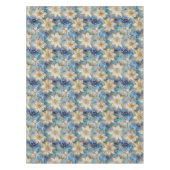 ブルーホワイト金ゴールドクリスマスポインセティアス テーブルクロス (正面)