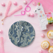 ブルーホワイト金ゴールドシックモダンスワール結婚ズ ペーパープレート (パーティー)