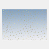 ブルーホワイト金ゴールドスターズ誕生日 ラッピングペーパーシート (正面2)
