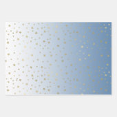 ブルーホワイト金ゴールドスターズ誕生日 ラッピングペーパーシート (正面)