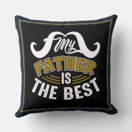 ブルーホワイト金ゴールドタイポグラフィハッピーファーザーズ クッション