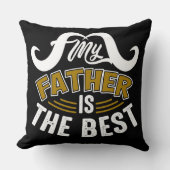 ブルーホワイト金ゴールドタイポグラフィハッピーファーザーズ クッション (正面)