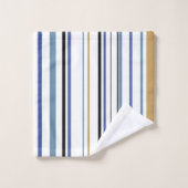 ブルーホワイト金ゴールドビーチ浴室沿岸 バスタオルセット (ウォッシュタオル)