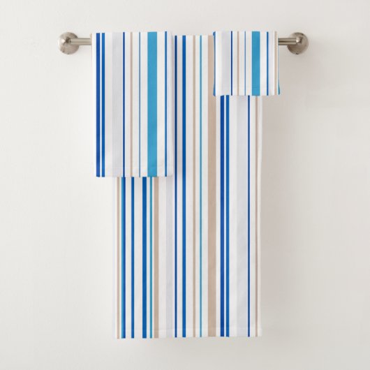 ブルーホワイト金ゴールドビーチ浴室沿岸 バスタオルセット (インサイチュ)