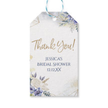 ブルーホワイト金ゴールドフローラバラ水彩ありがとう