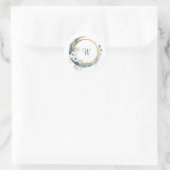 ブルーホワイト金ゴールドフローラモノグラムボホ結婚ズ ラウンドシール (バッグ)