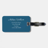 ブルーホワイト金ゴールドモノグラム名 ラゲッジタグ (裏面横)