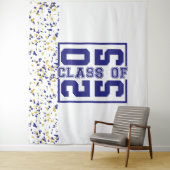 ブルーホワイト金ゴールド卒業クラスタイポグラフィ タペストリー (インサイチュ)