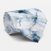 ブルーホワイト金ゴールド大理石スワール結婚ズフォーマルグルーム ネクタイ (ロール)