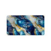 ブルーホワイト金ゴールド大理石化粧品スポイトボトル ラベル (正面)