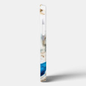 ブルーホワイト金ゴールド大理石抽象芸術アートモノグラム Case-Mate iPhoneケース (裏面 / 左)