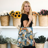 ブルーホワイト金ゴールド抽象芸術幾何学的アート トートバッグ