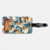 ブルーホワイト金ゴールド抽象芸術幾何学的アート ラゲッジタグ (裏面横)