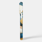 ブルーホワイト金ゴールド抽象芸術幾何学的アート Case-Mate iPhoneケース (裏面 / 左)