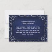 ブルーホワイト金ゴールド3.5 x 5ハート&スターズ披露宴 招待状 (裏面)