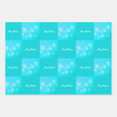 ブルーホワイト雪のミニマリスト写真クリスマス ラッピングペーパーシート (正面2)