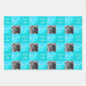 ブルーホワイト雪のミニマリスト写真クリスマス ラッピングペーパーシート (正面)